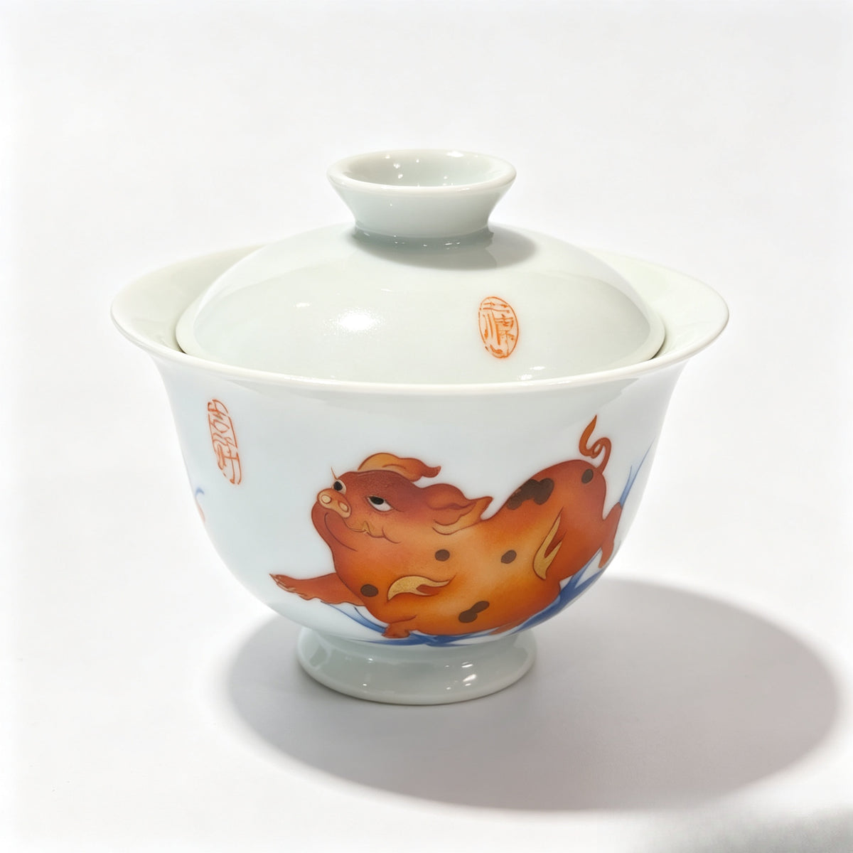 Flying Pig Porcelain Gaiwan, 120 ml Tea Gift angle 4