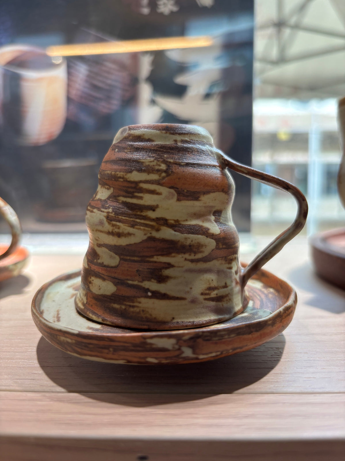 Woodgrain Coffee Cup with Saucer
