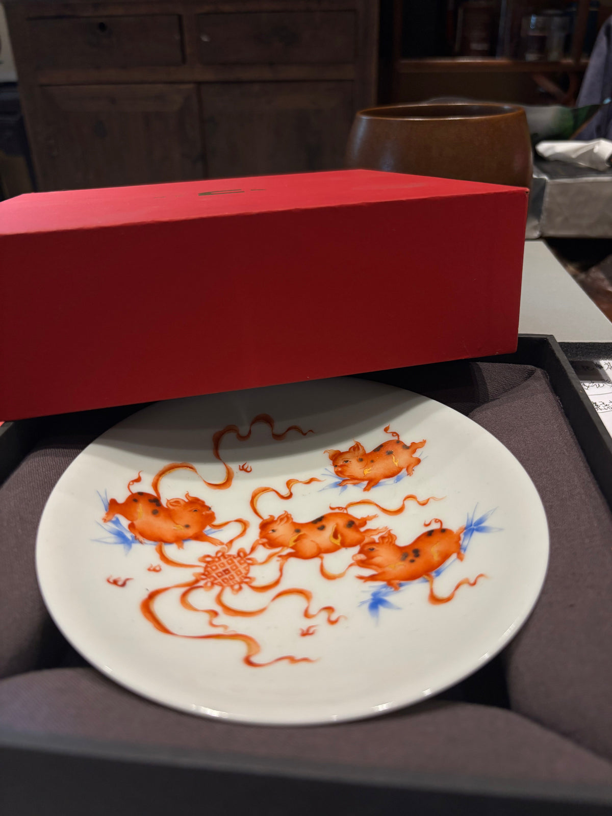 Gilded Flying Pig Saucer