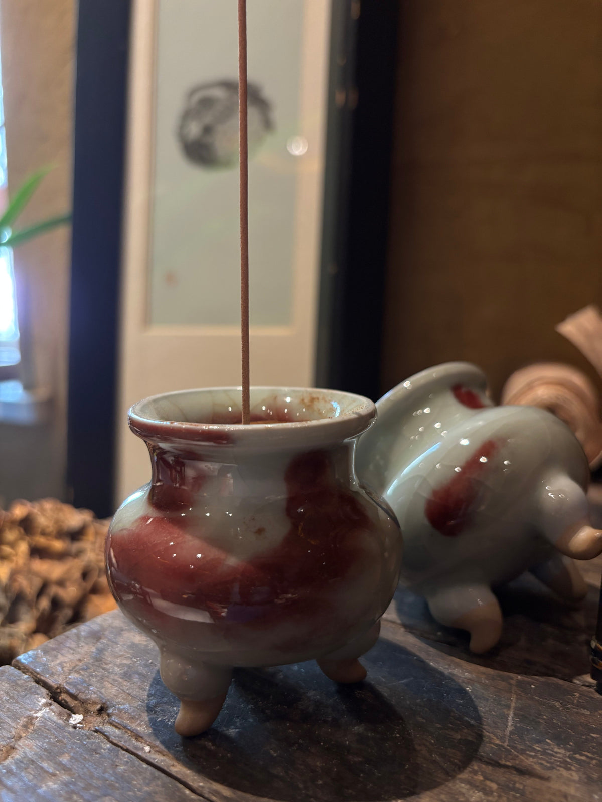 Triangular Porcelain Incense Holder for Tea Corners and Quiet Rooms angle 2
