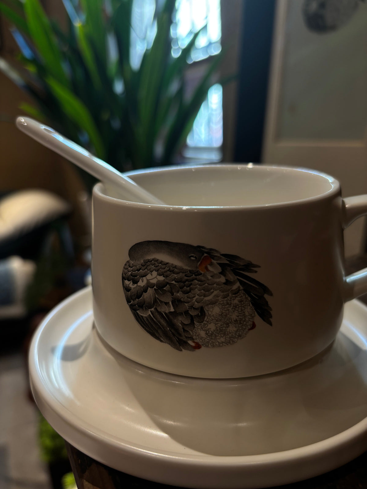Colored Glaze Goose Porcelain Coffee Cup and Saucer angle 0