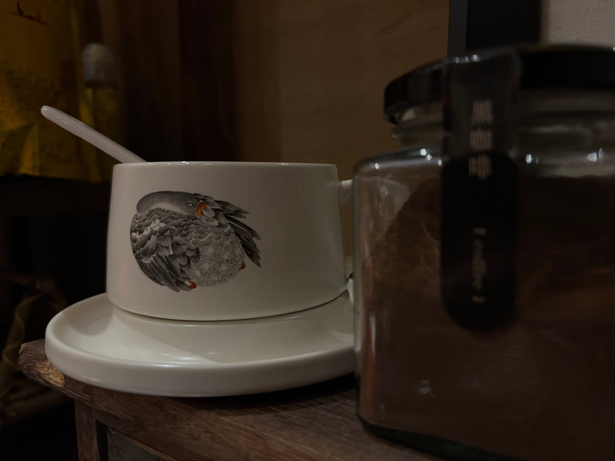 Colored Glaze Goose Porcelain Coffee Cup and Saucer angle 4