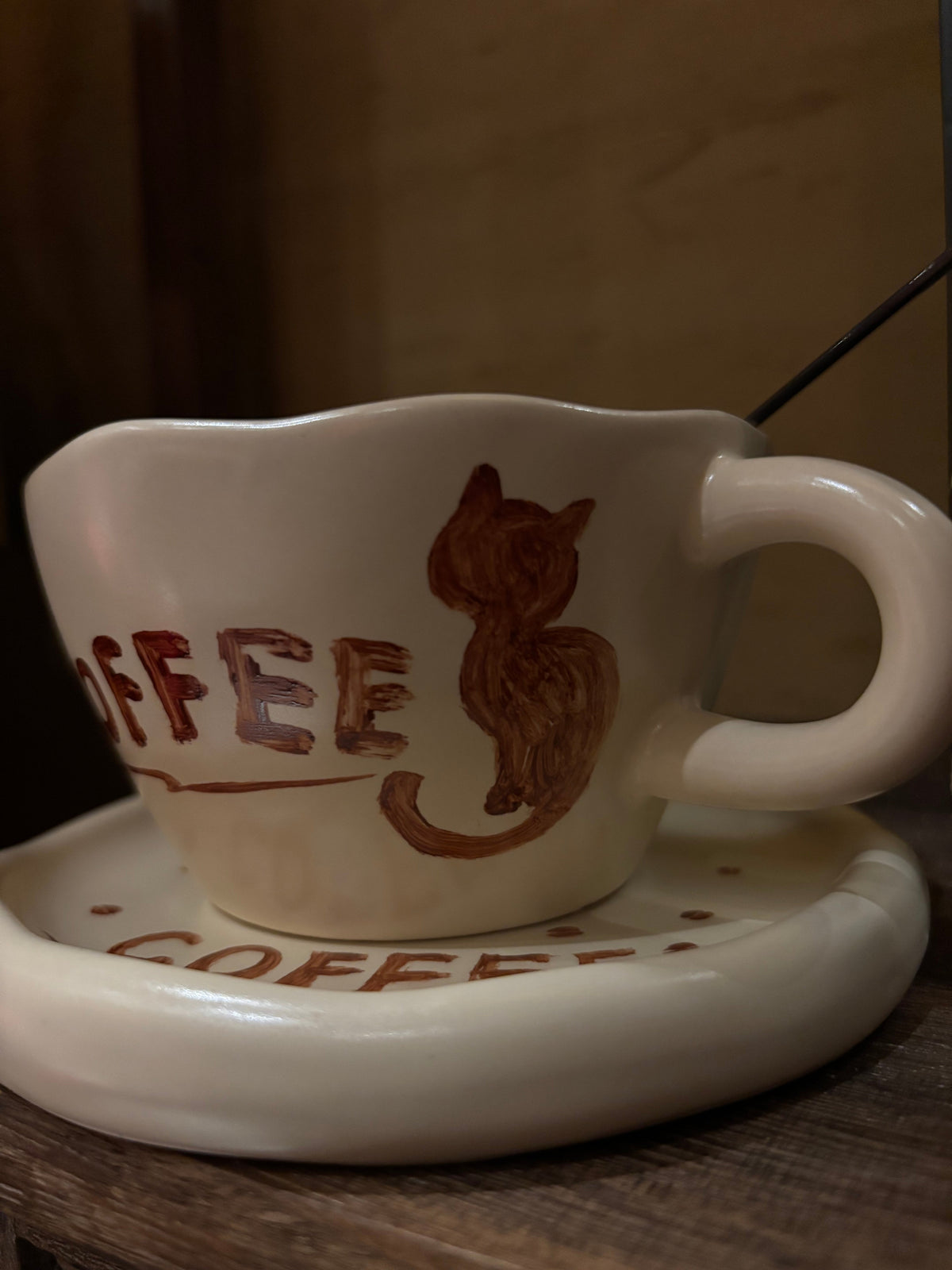 Lonely Cat Porcelain Coffee Cup for Quiet Morning Rituals angle 0