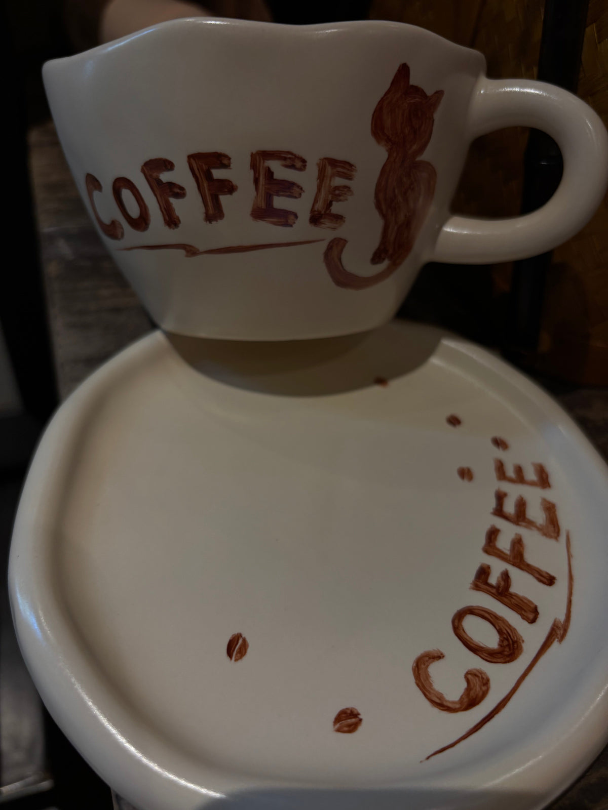 Lonely Cat Porcelain Coffee Cup for Quiet Morning Rituals angle 1