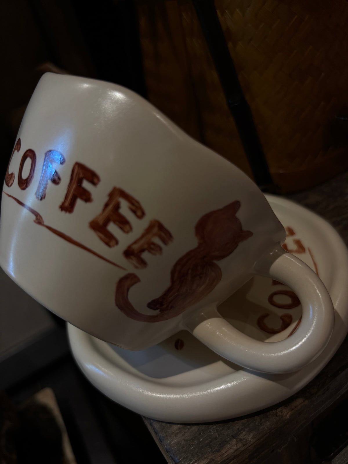 Lonely Cat Porcelain Coffee Cup for Quiet Morning Rituals angle 4