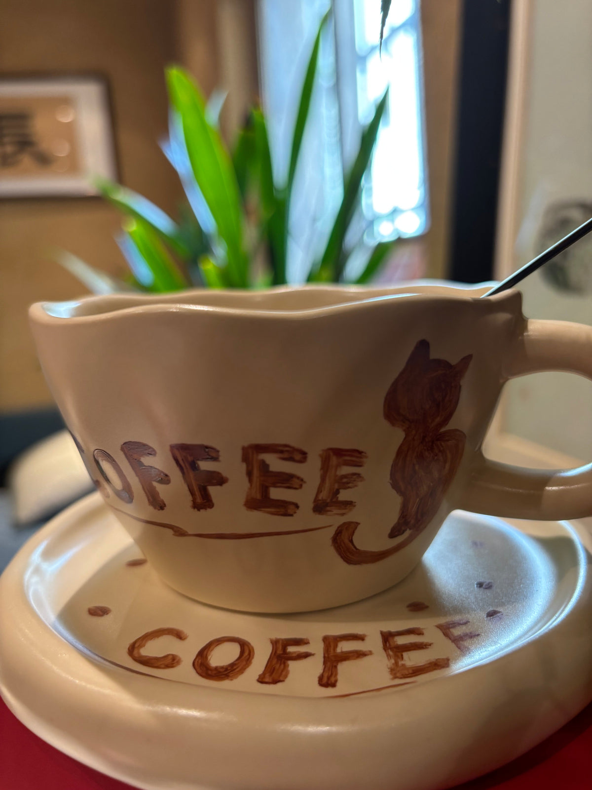Lonely Cat Porcelain Coffee Cup for Quiet Morning Rituals angle 7